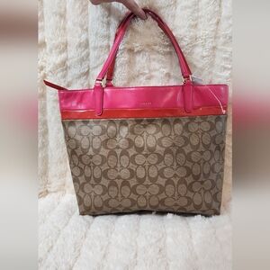 Coach Pink and Brown Tote Bag